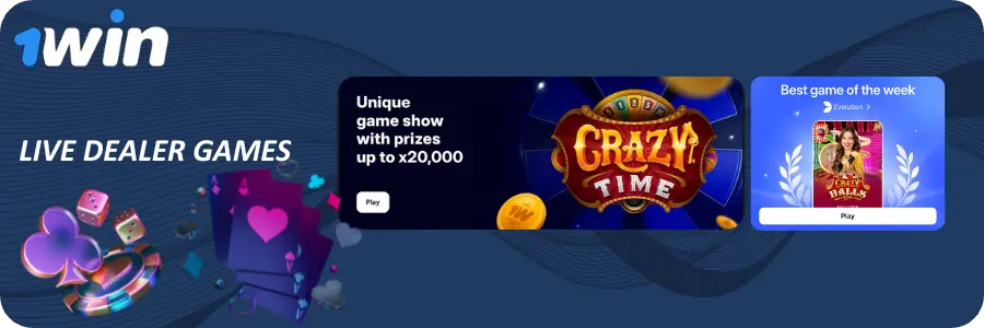 Live casino games with real dealers at 1Win